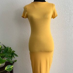 Yellow-Gold Midi Tshirt Dress